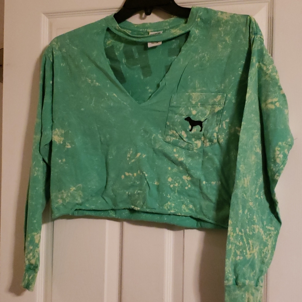 PINK long sleeve crop top